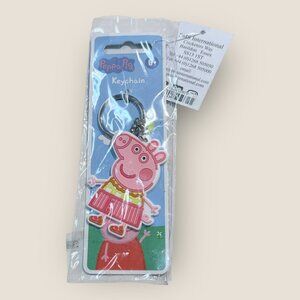 Peppa Pig Rubber Keychain Keyring Silver-tone Metal